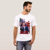 Wit Rood Blauw Patriottische Oom Sam op een Witte T-shirt (Voorkant volledig)