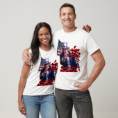 Wit Rood Blauw Patriottische Oom Sam op een Witte T-shirt (Unisex)