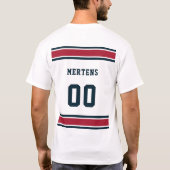 Wit Rood Blauw Sport Jersey Teamnaam Unisex T-shirt (Achterkant)