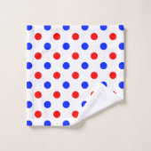 Wit Rood Blauw Stippen Design  Bad Handdoek (Wasdoekje)