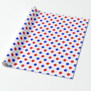 Wit Rood Blauw Stippen Design Cadeaupapier