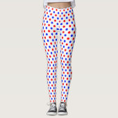 Wit Rood Blauw Stippen Design  Leggings (Voorkant)