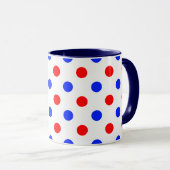 Wit Rood Blauw Stippen Design Mok (Voorkant rechts)