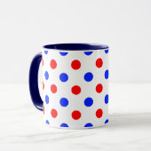 Wit Rood Blauw Stippen Design Mok (Voorkant links)