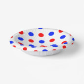 Wit Rood Blauw Stippen Design  Papieren Kommen (Gebogen)