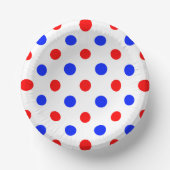 Wit Rood Blauw Stippen Design  Papieren Kommen (Voorkant)