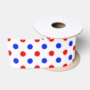 Wit Rood Blauw Stippen Design Satijnen Lint