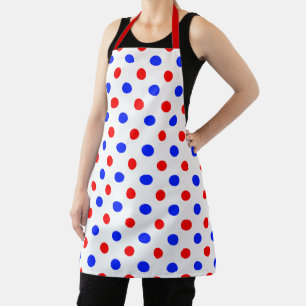Wit Rood Blauw Stippen Design Schort