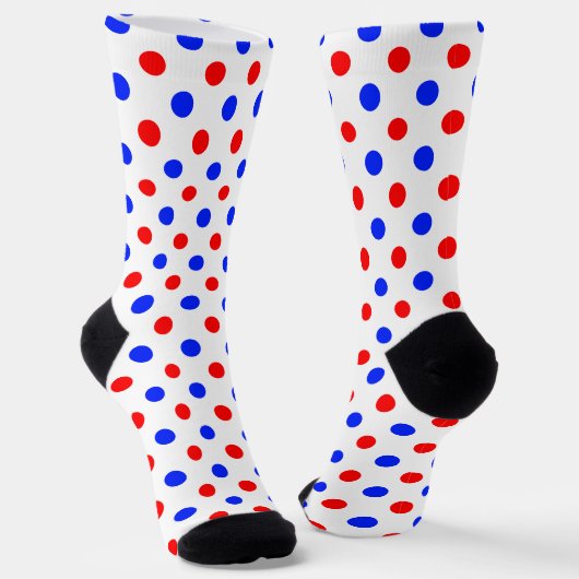 Wit Rood Blauw Stippen Design  Sokken (Gebogen)