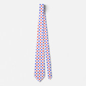 Wit Rood Blauw Stippen Design Stropdas (Voorkant)
