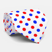 Wit Rood Blauw Stippen Design Stropdas (Opgerold)