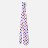 Wit Rood Blauw Stippen Design Stropdas (Achterkant)
