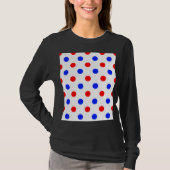 Wit Rood Blauw Stippen Design T-shirt (Voorkant)