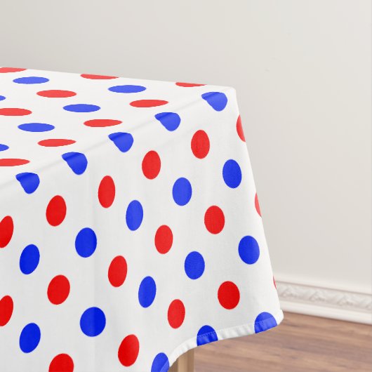 Wit Rood Blauw Stippen Design  Tafelkleed (Voorbeeld)