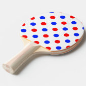 Wit Rood Blauw Stippen Design Tafeltennisbatje (Voorkant Gekanteld)