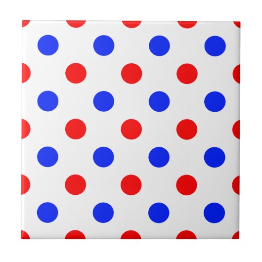 Wit Rood Blauw Stippen Design  Tegeltje (Voorkant)