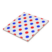 Wit Rood Blauw Stippen Design  Tegeltje (Zijkant)