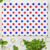 Wit Rood Blauw Stippen Design Theedoek (Gevouwen)