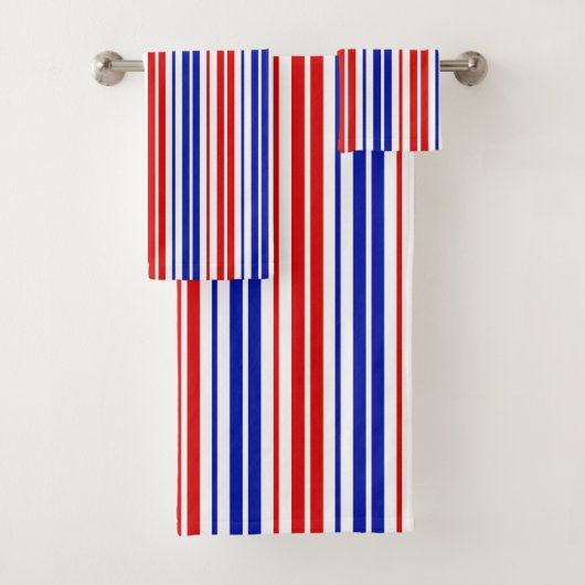 Wit Rood Blauw Strepen Patroon   Bad Handdoek (Insitu)