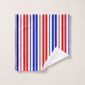 Wit Rood Blauw Strepen Patroon   Bad Handdoek (Wasdoekje)