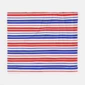 Wit Rood Blauw Strepen Patroon Fleece Deken (Voorkant (Horizontaal))