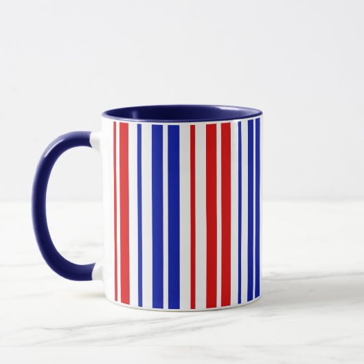 Wit Rood Blauw Strepen Patroon Mok (Links)