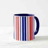Wit Rood Blauw Strepen Patroon Mok (Voorkant rechts)