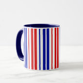 Wit Rood Blauw Strepen Patroon Mok (Voorkant links)