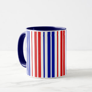 Wit Rood Blauw Strepen Patroon   Mok