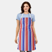 Wit Rood Blauw Strepen Patroon Schort (Gedragen)