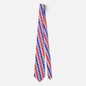 Wit Rood Blauw Strepen Patroon   Stropdas (Voorkant)