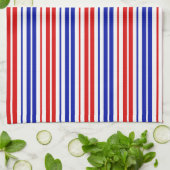 Wit Rood Blauw Strepen Patroon Theedoek (Gevouwen)