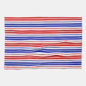 Wit Rood Blauw Strepen Patroon Theedoek (Horizontaal)