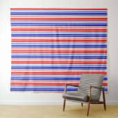 Wit Rood Blauw Strepen Patroon   Wandkleed (In Situ (horizontaal))