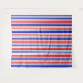 Wit Rood Blauw Strepen Patroon   Wandkleed (Voorkant (horizontaal))
