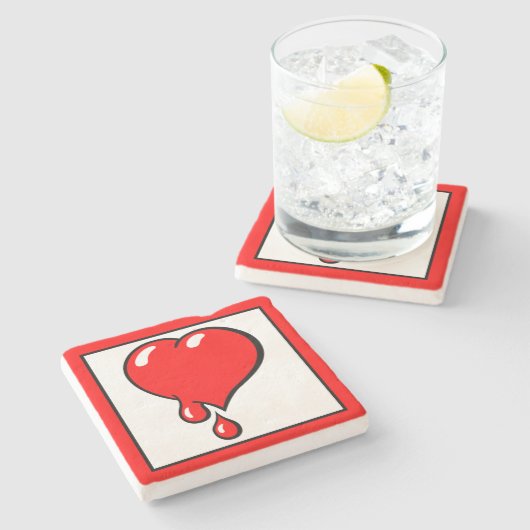  Wit Rood Bloedend Hart Liberale Pop Art Stenen Onderzetter (Zijkant)