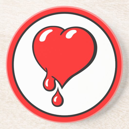  Wit Rood Bloedend Hart Liberale Pop Art Zandsteen Onderzetter (Voorkant)