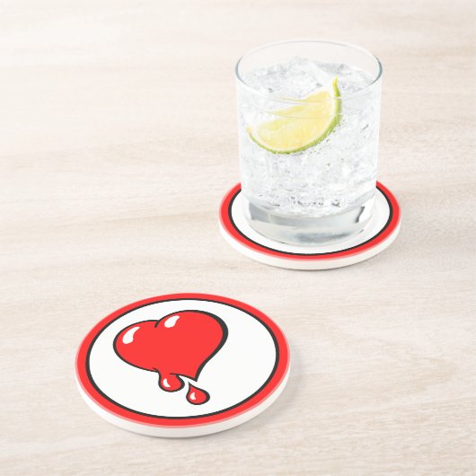  Wit Rood Bloedend Hart Liberale Pop Art Zandsteen Onderzetter (Zijkant)