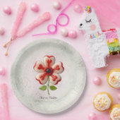 Wit Rood Bloemdocument Bord (Feest)