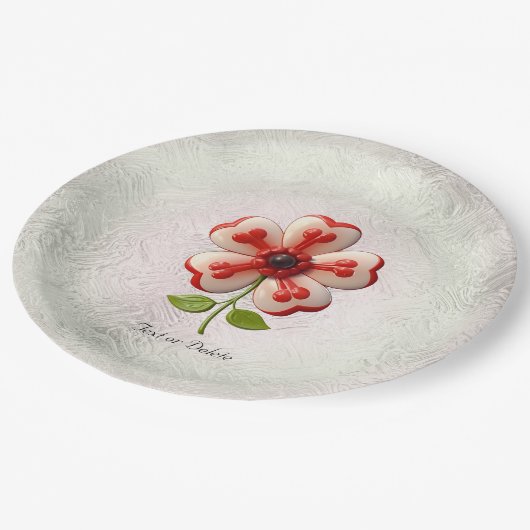 Wit Rood Bloemdocument Bord (Gekanteld)