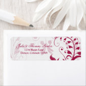Wit Rood Bloemen Bruiloft Retouradres Label (Insitu)