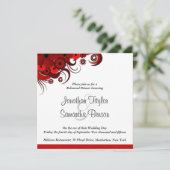 Wit & Rood Bloemen Huwelijk repetitie diner uitnod Kaart (Staand voorkant)