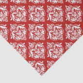 Wit & rood bloemendamask tissuepapier (Detail)