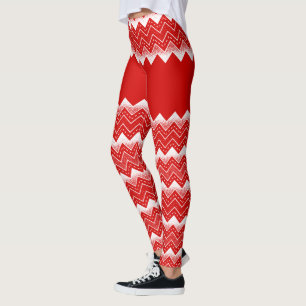 Wit & Rood Chevron Patroon Leggings