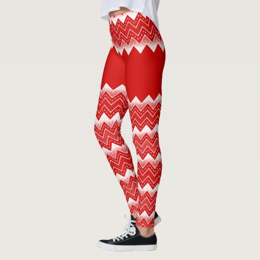 Wit & Rood Chevron Patroon Leggings (Links)