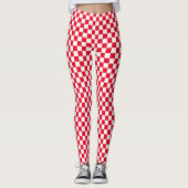 Wit Rood dambord Leggings (Voorkant)