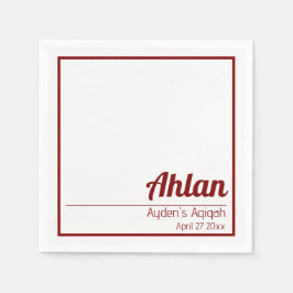 Wit Rood Effen Kleur Vlakte, Aqiqah-Baby shower Servet