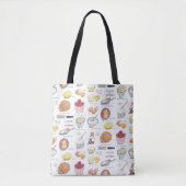 wit, rood en geel recept patroon tote bag (Voorkant)