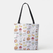 wit, rood en geel recept patroon tote bag (Achterkant)