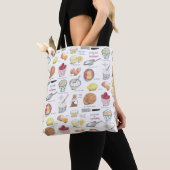 wit, rood en geel recept patroon tote bag (Dichtbij)